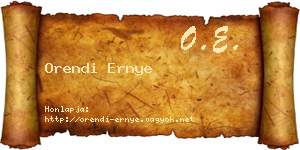 Orendi Ernye névjegykártya